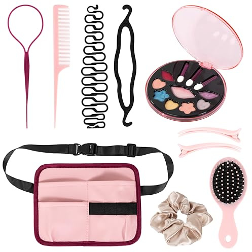Hairdressing set for children with make-up, belt, brush | comb, braiding aids, clips, also suitable for make-up heads