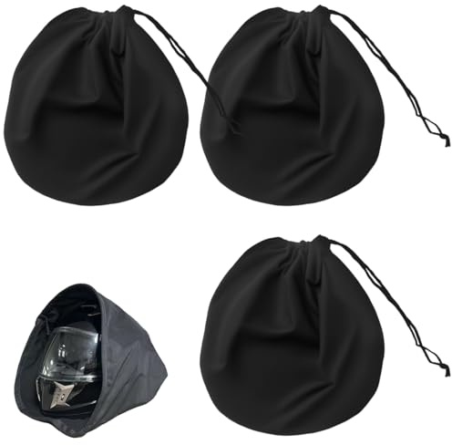 3 stycken hjälmväskor, 47 x 43 cm motorcykel hjälmväska med dragsko, plysch hjälmväska med dragsko, motorcykelhjälm ryggsäck vattentät, för motorcykelhjälm, cykelhjälmar, skidhjälmar, basket, fitness
