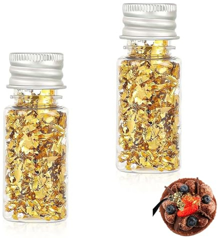2 Bottles Bottled Decorative Gold, DIY Craft Gold, Decorative Gold Leaf Flakes, for Decor Craft Makeup Resin DIY Arts Nails Jewelry Making