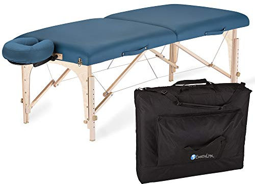 EARTHLITE Mobile Massageliege Harmony DX REIKI - Komplettpaket aus Ahornholz inkl. Verstellbarer Deluxe Kopfstütze & Tasche, Flugzeugbauqualität, Reiki Endplatten