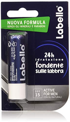 Labello Active For Men, Lippenbalsam SPF15, feuchtigkeitsspendender Lippenbalsam mit Sheabutter und natürlichen Ölen, Lippenbalsam, 5,5 ml, 1 Stück