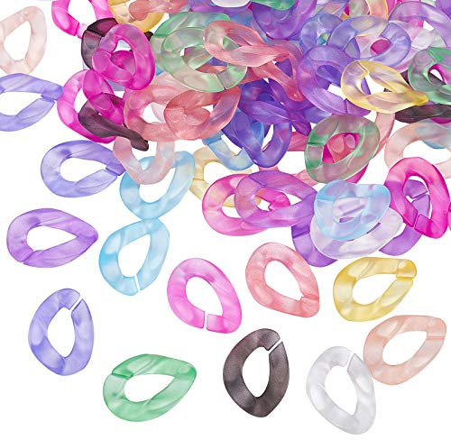 PH PandaHall 200pcs anelli di collegamento in acrilico, connettori a collegamento rapido a 10 colori per catene da borsa Collana con orecchini Gioielli Catena per occhiali Artigianato fai da te
