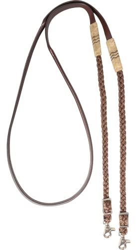 Cashel Company Adjustable Leather and Braided Rope Reins with Rawhide Accents Brown N/A