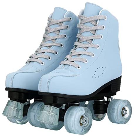 YYW Roller Skates for Women and Men Artificial Cowhide with Thick Cotton Protection Upper Outdoor Roller Skates for Girls Boys (40=US Women:9.5=US Men:8=Heel to Toe:26 cm)