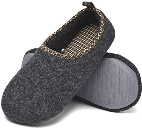 ChayChax Zapatillas de Estar por Casa para Mujer Invierno Cálido Pantuflas Memoria Espuma Ligero Comodo Suave Interior Zapatos de Algodón,Fieltro Gris Oscuro,S(250)=EU 38-39