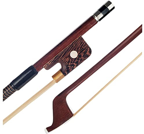 Students Violin Bow Kontrabassbåge 1/8 1/4 1/2 3/4 4/4 Storlek Brazilwood Bow Round Stick White HorseHair Bow (Color : 1 2 Size)