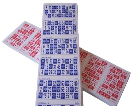 KEKA 600 Bingo Kartons (1 Serie von 300 Blau + 1 Serie von 300 in Rot) für Bingo mit 90 Kugeln