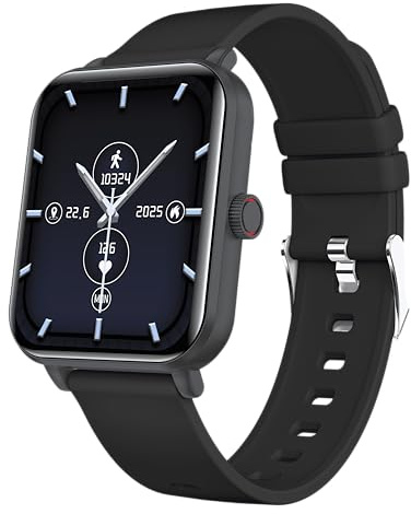 Smartwatch myPhone Watch Classic 2 stort 260 mAh batteri, en vecka batteritid, Bluetooth-samtal, stor 1,85-tums skärm, IP65-robusthet, flera sportlägen, speciell app, svart, 1.85 zoll