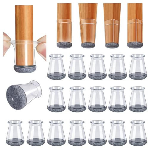 32 Pezzi GICUNK Nuovo Gommini per Sedie Rotondi, Silicone, Tappini per Gambe Sedia, Copri Piedini Sedie in Trasparente per Pavimenti in Legno(Adatto per: 13-22.9 mm)