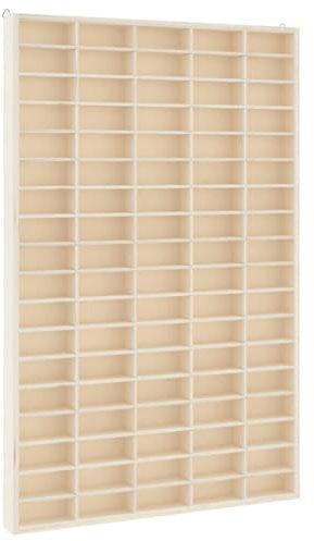 vidaXL Sammlervitrine aus Holz mit 90 Fächern, Sammlervitrine mit 90 Fächern, Hängevitrine für Wohnzimmer Esszimmer Schlafzimmer, Wandregal Hängeregal Vitrine Deko