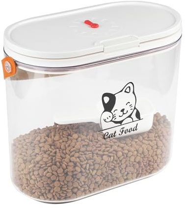 Airtight Pet Food Container With Lid and Scoop - Cat Dog Treat Organizer, BPA Free,Cat Food Storage Containers Time Tracking Food Snack Bucket for Kitchen Counter Storage (6L)