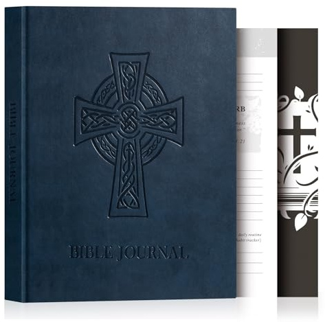 Lanpn Journal de Priere Chretienne, Carnet de Bible Prayer pour Homme, 3 Mois Dévotion & Priere, Cadeau Chrétiens pour Bible Study & Gratitude Réflexions, Bleu, Couverture Cuir, Anglais