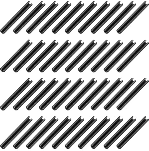QUARKZMAN 60 Piezas Pasadores Ranurados Partidos De 7/50 Pulgada(3.5mm) Diámetro 1-1/5 Pulgada(30mm) Longitud De Acero 65Mn Clavijas De Expansión Con Tensión De Resorte Negros