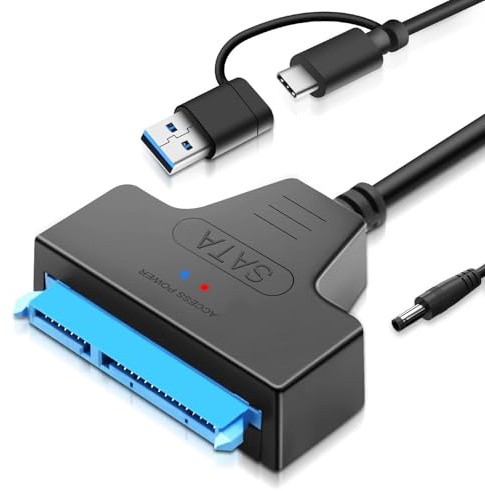 Hocklliy Sata to Usb 3.0 Cable,Usb to Sata Adapter with Dc for 3.5 Hdd & 2.5 Hdd/Ssd High Speed Data Transfer Portable & Plug and Play