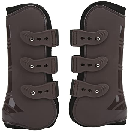 2 stycken frambensskydd PU-neopren hästben skyddande stövlar för ridning och hoppning (ett par bruna framben XL)