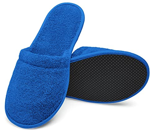 Arus Ciabatte da Bagno – 1 Paio Ciabatte Mules in Spugna 100% Cotone – Antiscivolo, Leggere, Traspiranti – Uomo Donna per Hotel, Spa, Piscina, Doccia, Viaggio, Blu reale, 38-42, RO-1