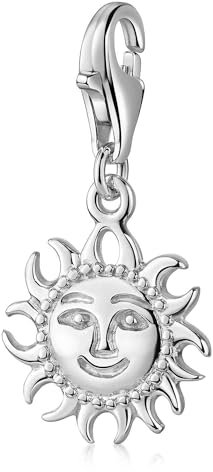 MATERIA Charms Anhänger Sonne Silber 925 mit Karabiner Verschluss für Bettelarmband/Kette #C22