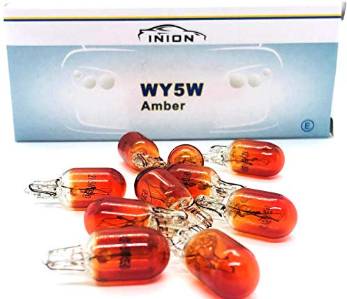 INION 10x Stück WY5W W2.1x9.5d T10 12V 5W AMBER ORANG KFZ Auto Lampen Beleuchtung LONGLIFE Glühlampe Glühbirne Soffitte Autolampen WERKSTATTWARE
