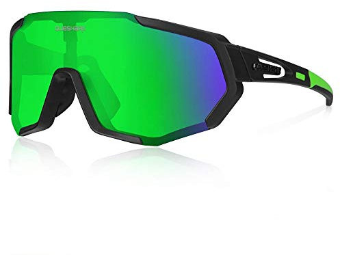 Queshark Schnelle Brille Herren, Fahrradbrille Damen, Polarisiert Fahrradbrille mit 3 Wechselgläsern | 29g TR90 Super Leicht | UV400 Schutz, für MTB, Rennrad, Radfahren, Laufen, Autofahren, E-Bike
