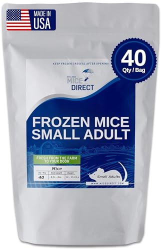MiceDirect 40 Frozen Mice Small Adult Feeders Snake Food for Juvenile Red Tail Boas Ball Pythons Adult Sand Boas Milks Corn (2.5-3 in) (760 Grams Min)