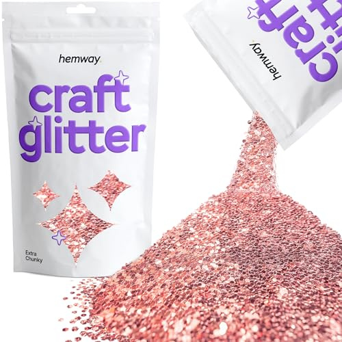 Hemway Craft Glitter Light Rose Gold 100g Extra Chunky Glitter | for Crafts, Resin, Cosmetic, Nail, Face, Body, Festival, Tumblers, Art, Candle, Crafting