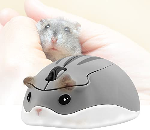 elec Space Kabellose Maus, 2,4 GHz, Hamsterform, niedliches Tier-Design, leises Klicken, USB, optische Maus, leicht, für Kinder, Mädchen, Geschenk für PC/Laptop/Computer/MacBook (grau)