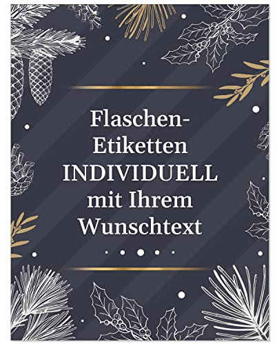 Flaschenetiketten Weihnachten personalisiert mit Text – 8 Aufkleber für Wein & Sekt Flaschen | Premium weihnachtliche Flaschenetiketten selbst gestalten – Geschenk Sticker, Weihnachtsfeier, DIY