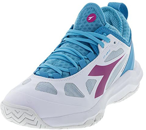 Diadora Mujer Speed Blushield Fly 3 Plus AG Zapatillas Tenis Blanco y Aquarius, Blanco, 43 EU
