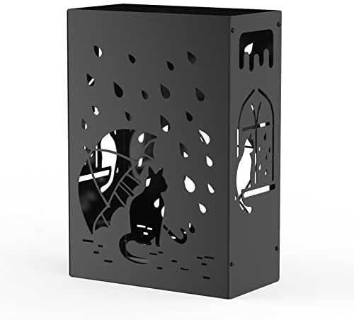 Mango Steam Raining Cats Umbrella Holder Stand for Home or Office Entryways ( Black, Square)