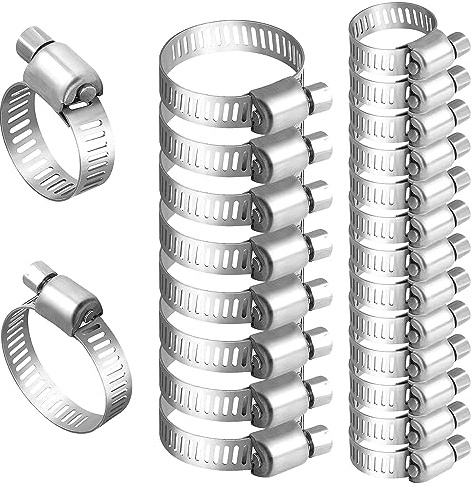 YSDMY 25Pcs Hose Clips 10-25mm Jubilee Hose Clamp Adjustable Hose Clamps,Stainless Steel Pipe Clips Assortment for Water Pipe,Automobile Tubing(10-16mm,16-25mm)