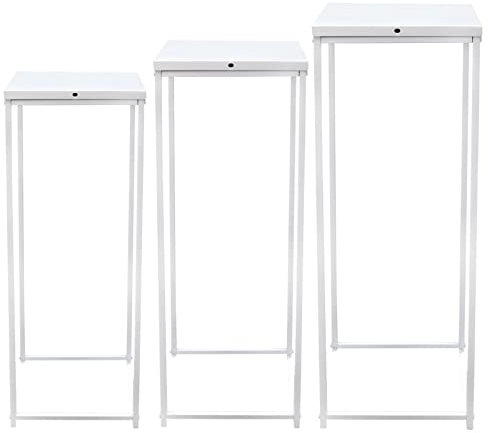 soudesileim 3 sgabelli per piante in metallo, colore bianco, 3 misure, colonna di fiori, altezza con piastra in ferro, per riporre oggetti, per matrimoni, feste, decorazioni