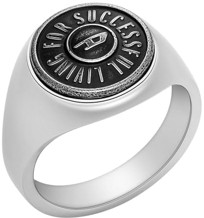 Diesel Anillo para hombre de acero inoxidable 32025876, 56, Acero inoxidable, Sin piedras preciosas, Tono plateado y grafito