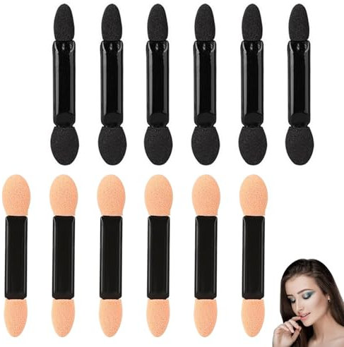 ZXCHOME Brosse à Paupières, 12 Pcs Sponge Ombre à Paupières Pinceau, Pinceau de Fard à Paupières Double Face, Applicateur Fard à Paupières