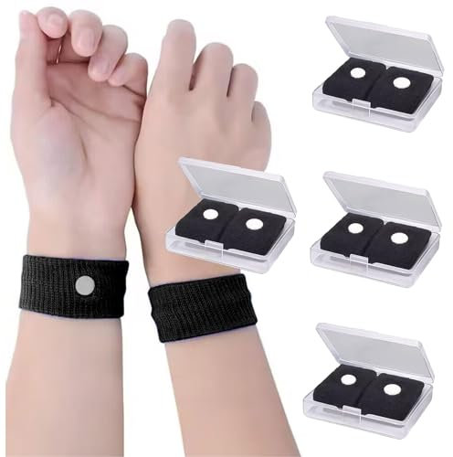 Akupressurband, 4 Paar Akupressur Armband Gegen Übelkeit, Akupressurband Schwangerschaft, Anti-Übelkeitsband Fürs Handgelenk &seekrankheit, Autokrankheit, Elastische Bänder, Schwarz