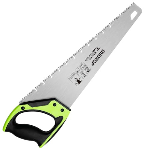 18 Inch Wood Hand Saw, Non-Slip Ergonomic Handle Rustproof Wood Saw, 7 TPI Universal Handsaw for Woodworking-Green