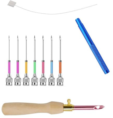 ZIJANG Punch Needle Set & Sticknadel Set 7 Modelle, Verstellbare Stanznadel für Embroidery mit Aufbewahrungsbox- Komplettes Stickset für Einsteiger und Profis