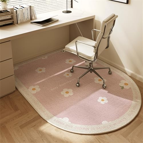 Hixingo Tappeto Sedia Ufficio Parquet, Tappetino Scrivania per Sedia da Ufficio Antiscivolo, Tappeto Gaming Pavimento Antigraffio per Pavimenti Duri (Fiore rosa,120 * 100cm)