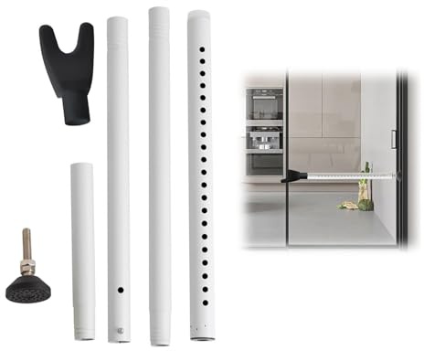 Qvine Securite Porte d'entrée Réglable 48-129 cm, Barre Anti Effraction pour la Porte Standard et Coulissante Jusqu'à 400lb, Barre de Porte Antidérapant pour Maison Appartement (Blanc)