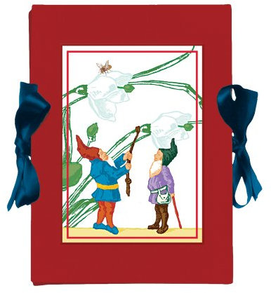 Gräflich Münster'sche Manufaktur GMM Album - Zwergen Kinder Leporello 15x21cm für 20 Fotos, Mini Poesiealbum, Tagebuch, Geburtstag Gästebuch in rot