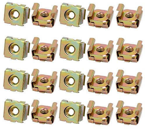 Sourcingmap® 20pcs M4 Carbon Steel Captive Cage Nut Brass Tone for Server Shelf Cabinet
