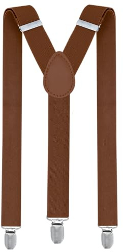 trilece Brown Suspenders for Men - Mens Suspender, Adjustable Y Back Style Suspender Women, Suspenders with Heavy Duty Strong Clips (Brown, 1)