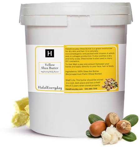 HalalEveryDay Raw African Shea Butter from Ghana, 100% Pure Unrefined Grade A Yellow Shea Butter for Skin & Hair, Deep Moisturizing Body & Hair Butter – 14 oz
