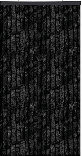 Cortina de flojel, 80 x 220 cm en tiras de color liso negro, perfecta protección contra insectos y privacidad para tu balcón y terraza, muchos colores