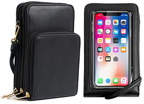 Crossbody Phone Bag for Women, Touch Screen Purse Silver Cellphone Shoulder Bags Card Holder Wallet Purse