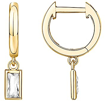 PAVOI Womens 14K Gold Plated Yellow Gold - S925 Sterling Silver Post Drop/Dangle Huggie Earrings