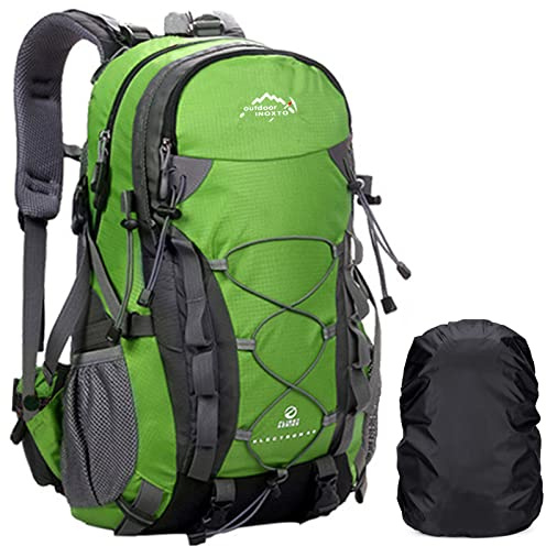 Wanderrucksack 40L Leicht Reiserucksack Herren Damen Wasserdichter Outdoorrucksack Trekkingrucksack mit Wasserdichte Regenschutz Für Wandern, Radfahren, Klettern, Bergsteigen und Reisen Sport, Grün