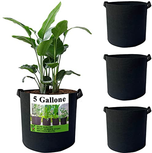 YUNAI 3 Stück Pflanzsack Pflanzsäcke aus Vliesstoff mit Tragegriffe, 5 Gallonen Kartoffelsack Pflanzbeutel Grow Bag Pflanzsäcke für Kartoffeln, Blumen, Pflanzen, Gemüs, Ø25cm x H30cm