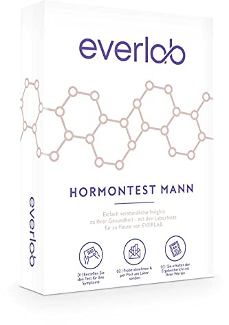 EVERLAB Test hormonal pour homme - Vérifier rapidement et facilement 5 hormones importantes | Test de salive pour la testostérone, la DHEA, le cortisol, l'estradiol et la progestérone | Auto-test pour