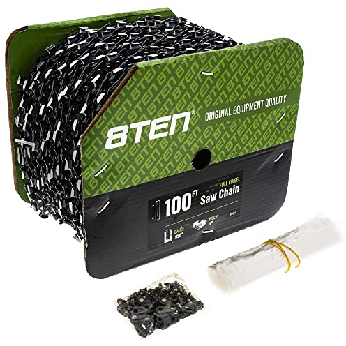 8TEN Chainsaw Chain Bulk Reel Full Chisel 100 Foot .050 Gauge 3/8 Pitch