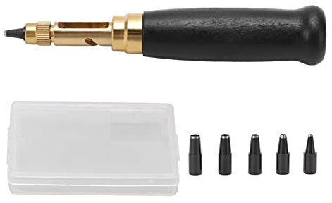 6 Punzones de Tornillo Japoneses Ajustables, Punzón de Tornillo de Cuero, Herramienta Automática de Cuero, Herramienta de Perforación de Encuadernación, Herramienta de Encuadernación para Coser Cuero